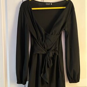 Black Long Sleeve Wrap Dress Size Medium